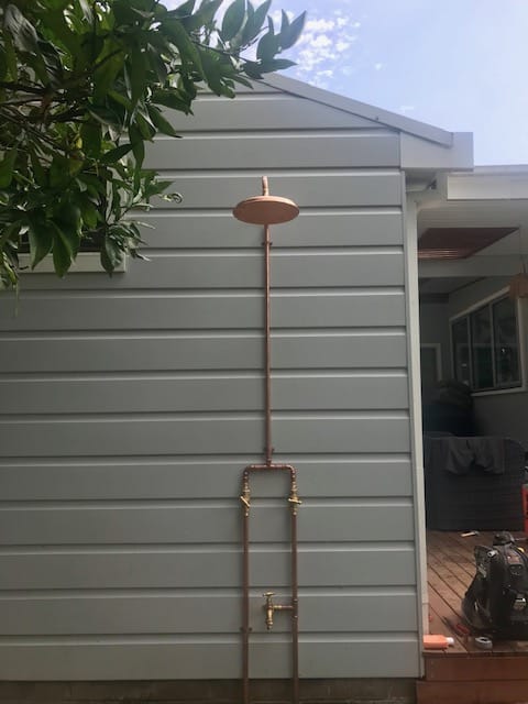 Natura Copper Overhead Outdoor Shower, Copper Outdoor Shower Fittings Australia