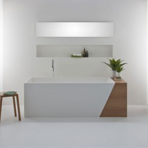 Omvivo Latis Rectangular Freestanding Bath with Timber Storage