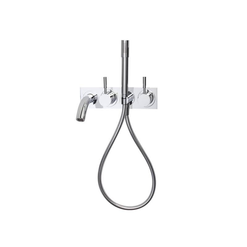 Sussex Voda Bath Mixer System with Handshower and 200mm Spout on Backplate