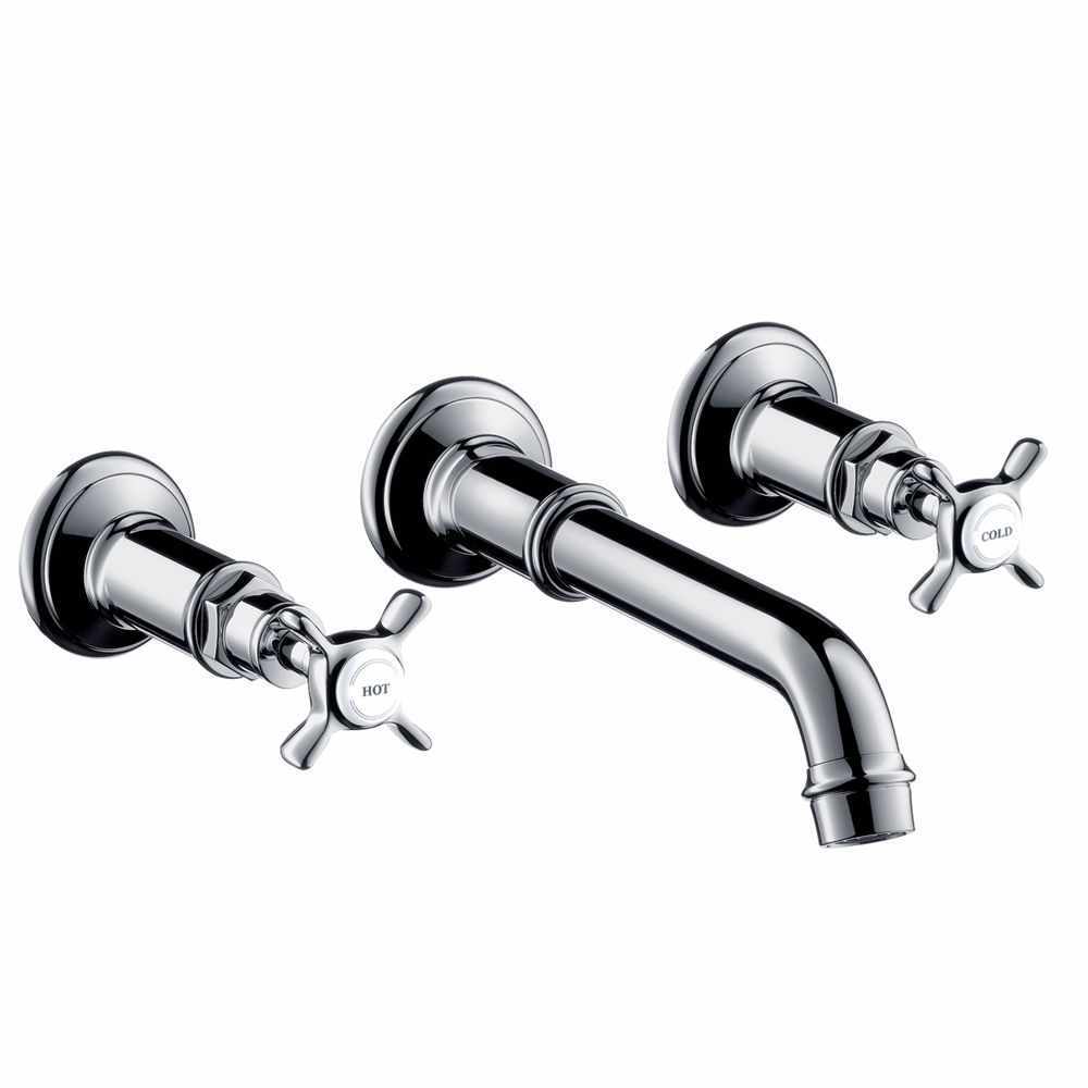 Axor Montreux 3-hole basin mixer wall-mounted spout 165-225 mm and cross handles