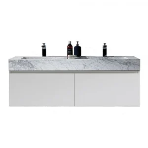 Parisi Veneto 1400 Wall Cabinet and Double Wash Basin Gloss White