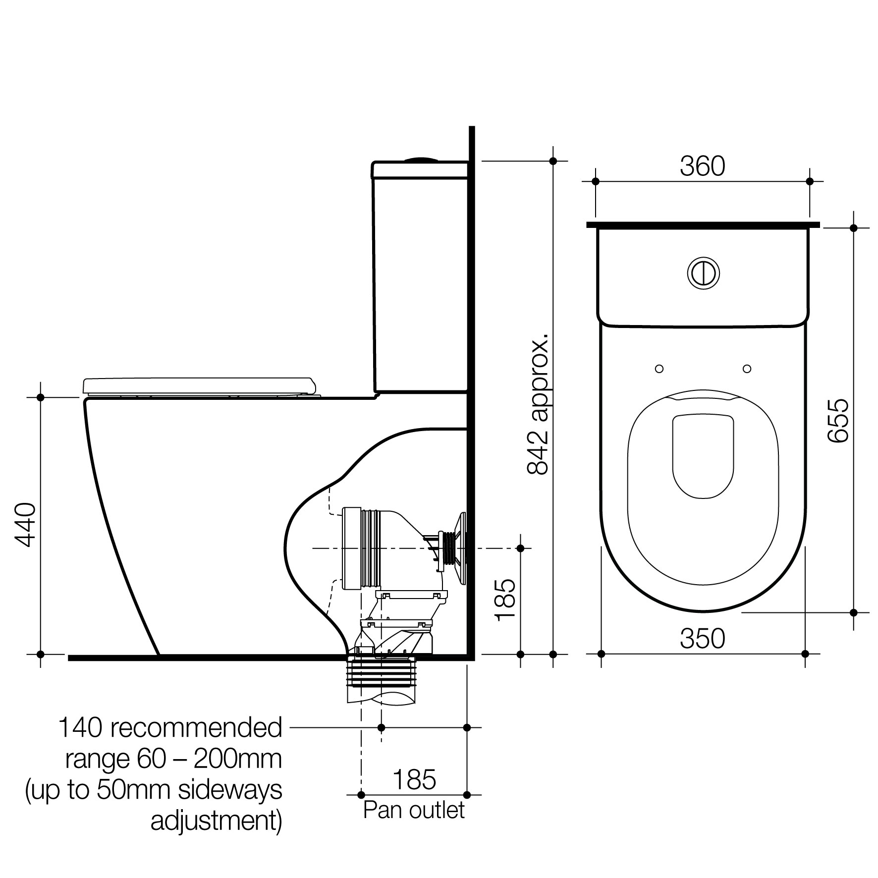 Urbane II Cleanflush® Wall Faced Close Coupled Toilet Suite (with GermGard®) - Image 2