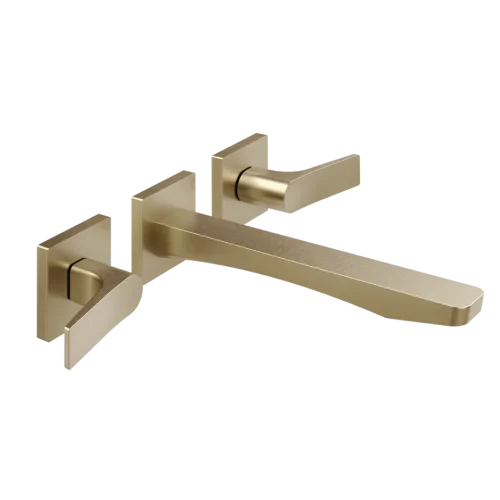 Gessi Rilievo Three Hole Wall Basin Mixer with Spout