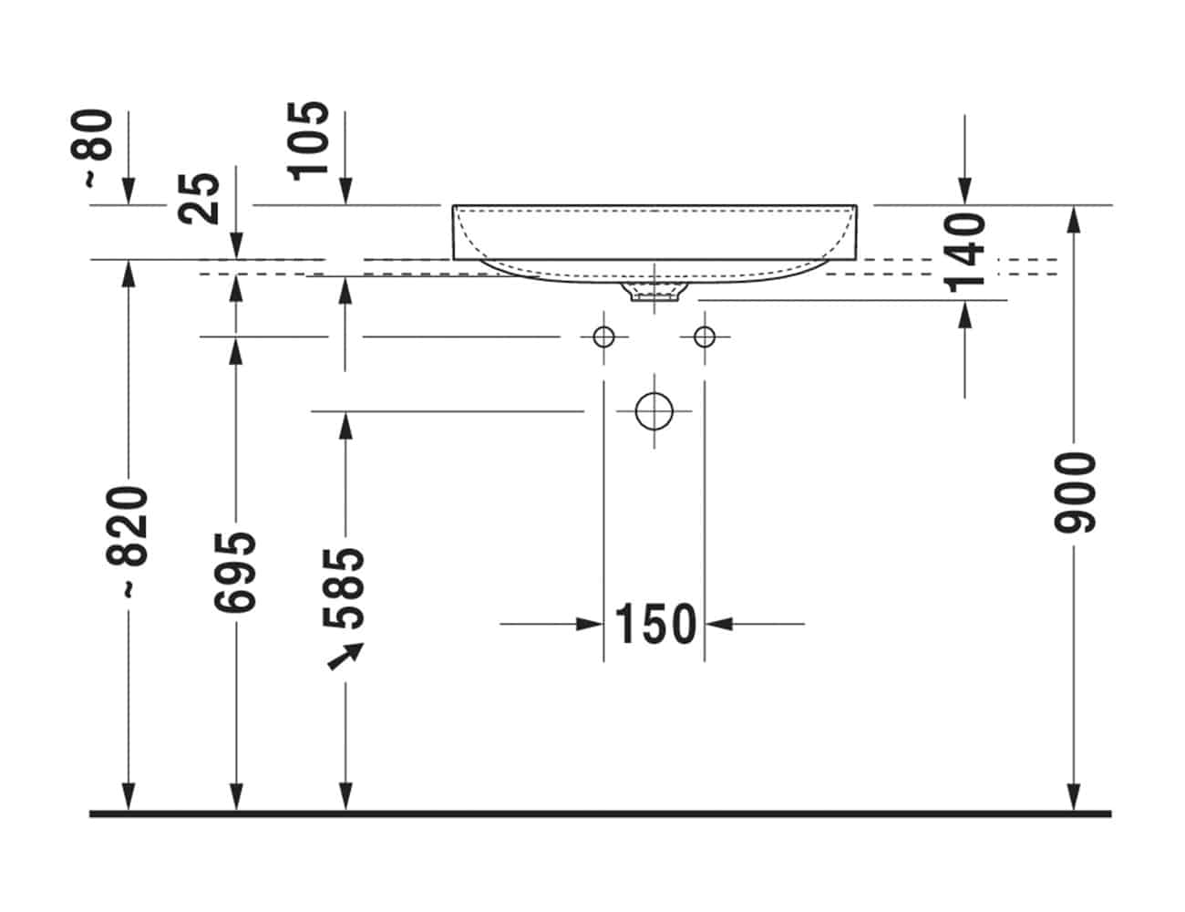 Duravit Durasquare Bench Mount Washbowl - Image 3