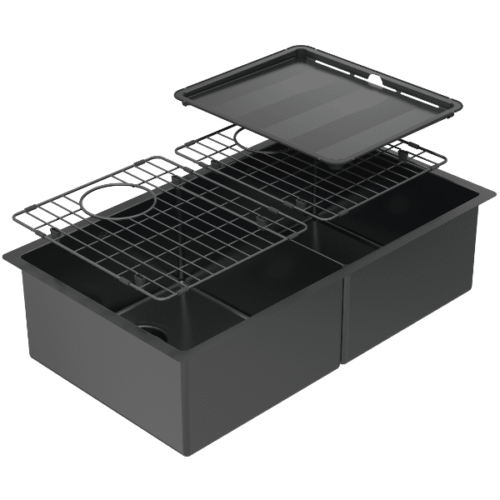 Abey Piazza Double Square Bowl Black Pearl