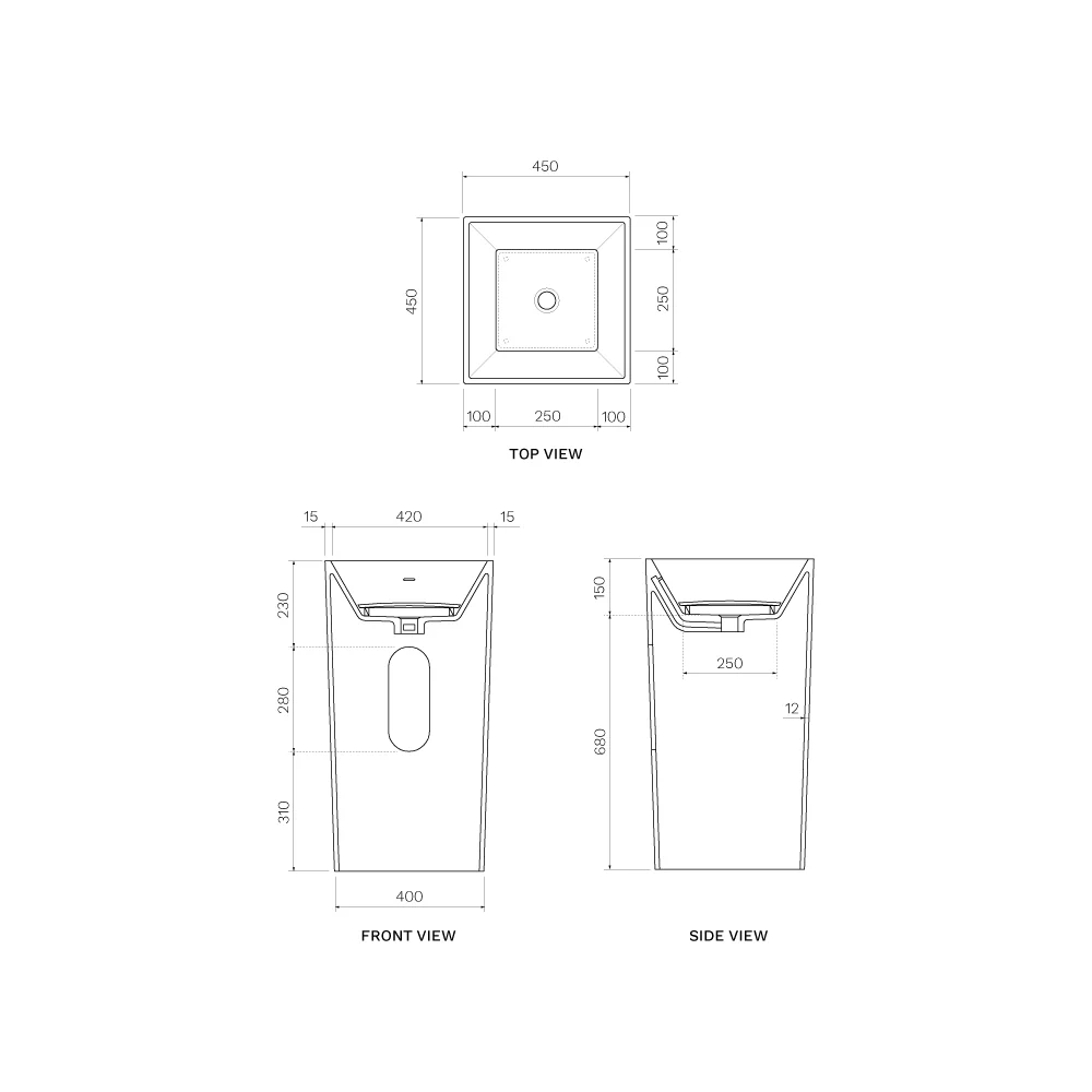 Parisi Quadro Stonetec Column Basin - Image 2