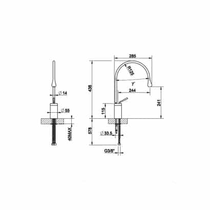 Gessi Goccia Basin Mixer With Spout R125mm - Image 2