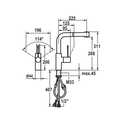 KWC Ono L-Spout Kitchen With Pull Out Spray - Image 2