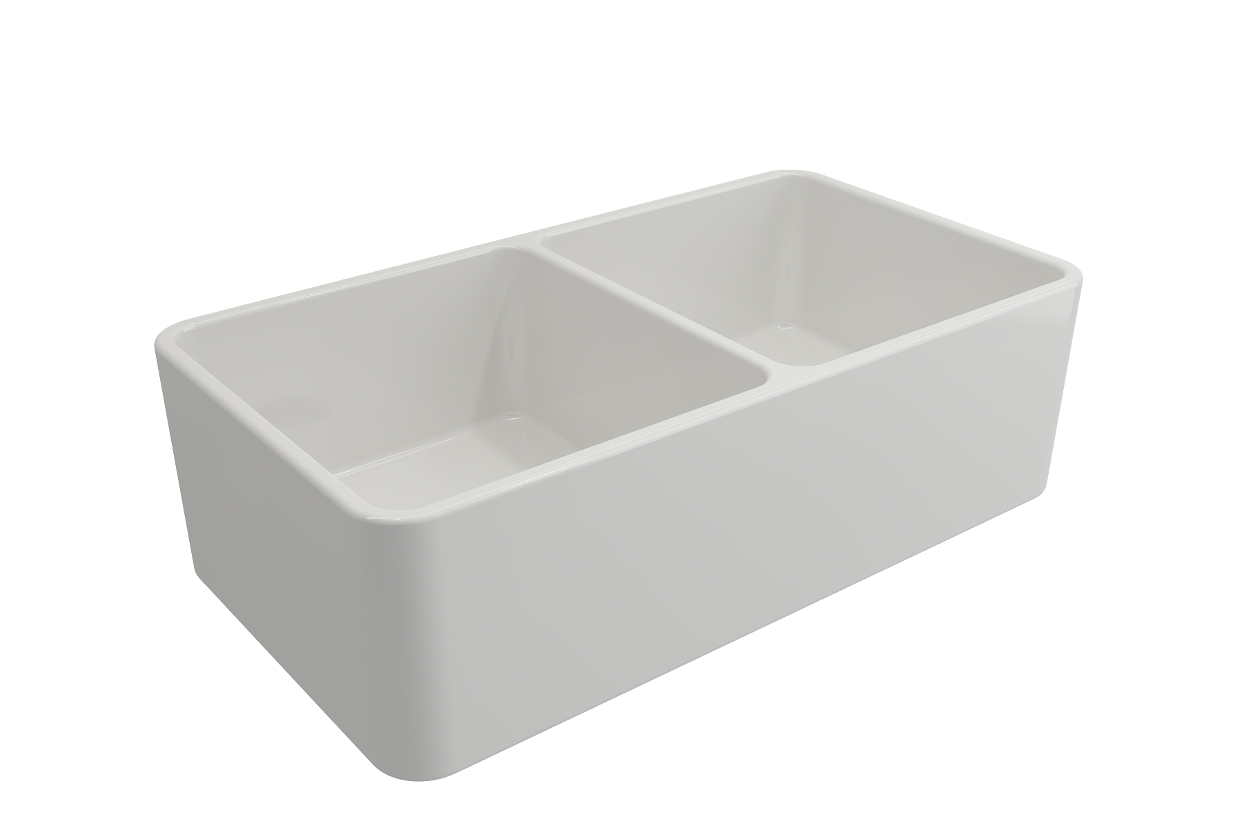 Turner Hastings Novi 85 Fireclay Double Butler Sink Gloss White