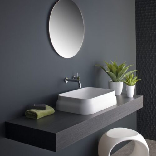 Omvivo Latis Rectangular Bench Mounted Stone Basin