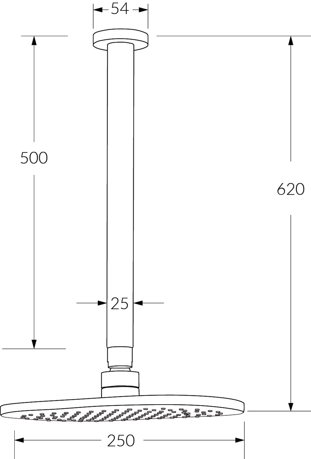 Sussex Calibre Vertical Shower with 500mm Arm - Image 2