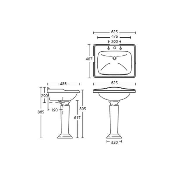 Turner Hastings Stafford 62 X 50 Basin & Pedestal - Image 2