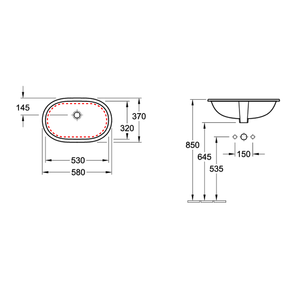 Villeroy and Boch O.Novo 530 Undercounter Basin - Image 2