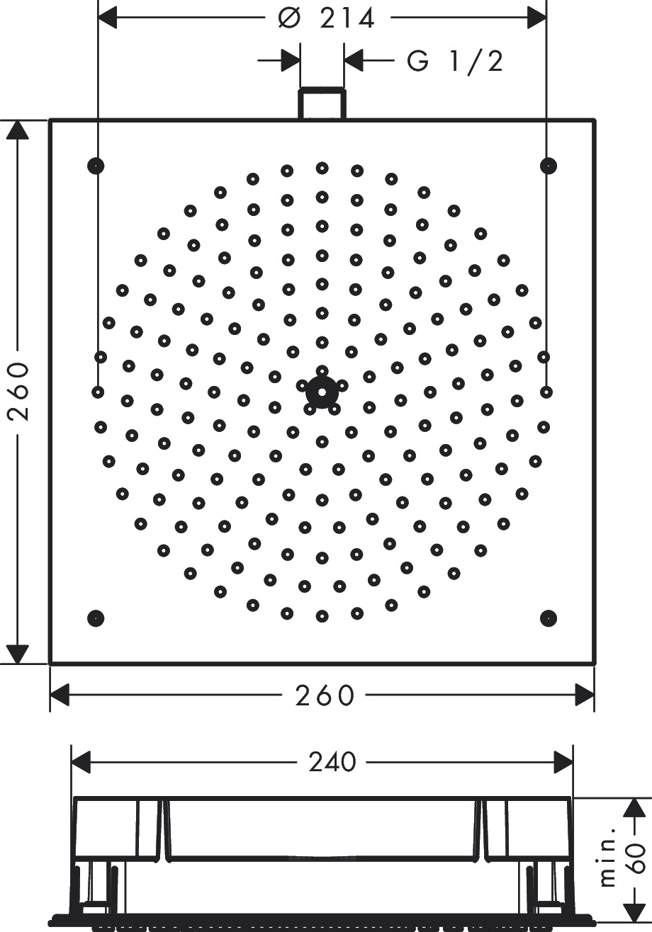 Hansgrohe Raindance Overhead shower 260 x 260 1jet EcoSmart - Image 2