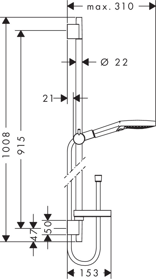 Hansgrohe Raindance Select S120 PowderRain Shower on Rail 90cm - Image 2