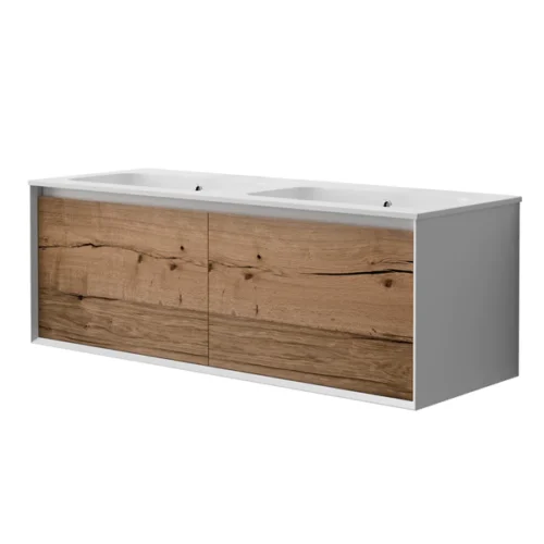 Parisi Iks 1400mm Wall Mounted Double Basin Bathroom Cabinet