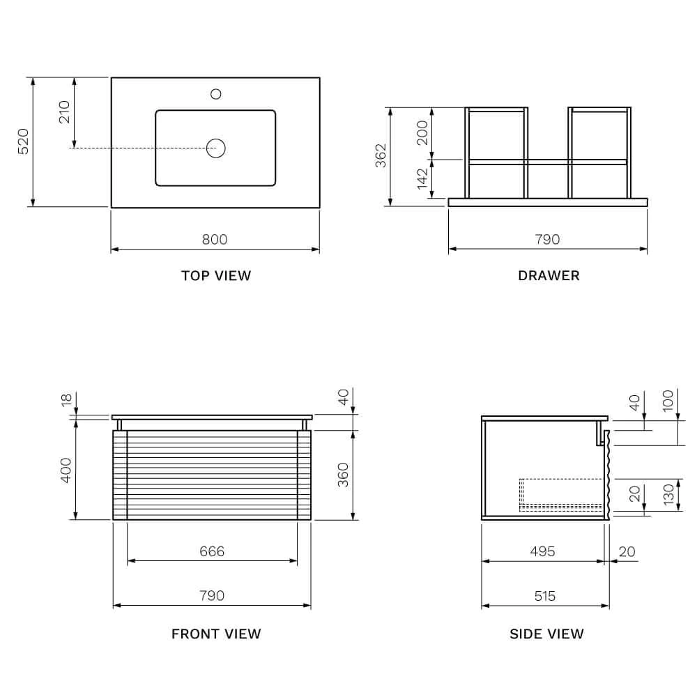 Parisi Loom 800 Wall Mounted Bathroom Vanity - Image 2