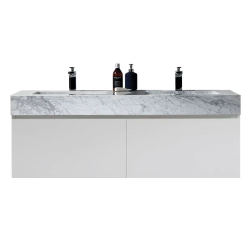 Parisi Veneto 1400 Wall Cabinet and Double Wash Basin Gloss White