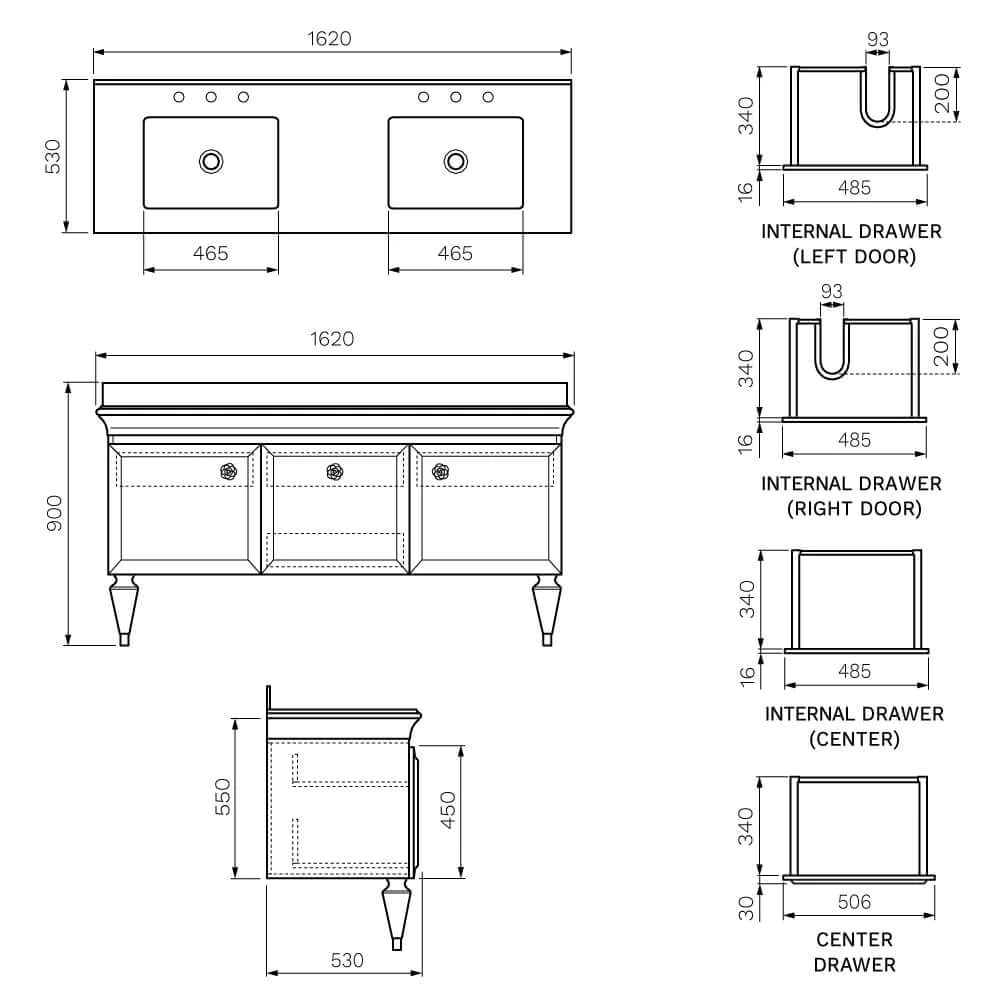 Parisi Glamour Silk 1600 Marble Bench Floorstanding Vanity - Image 2
