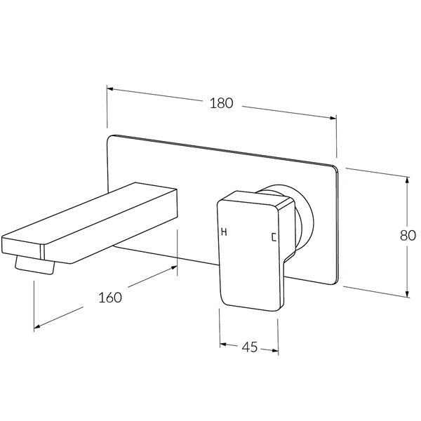 Sussex Taps Suba Wall Bath Mixer with 160mm Spout - Image 2