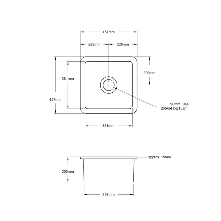 Turner Hastings Cuisine 46 x 46 Inset Undermount Fine Fireclay Sink - Image 6