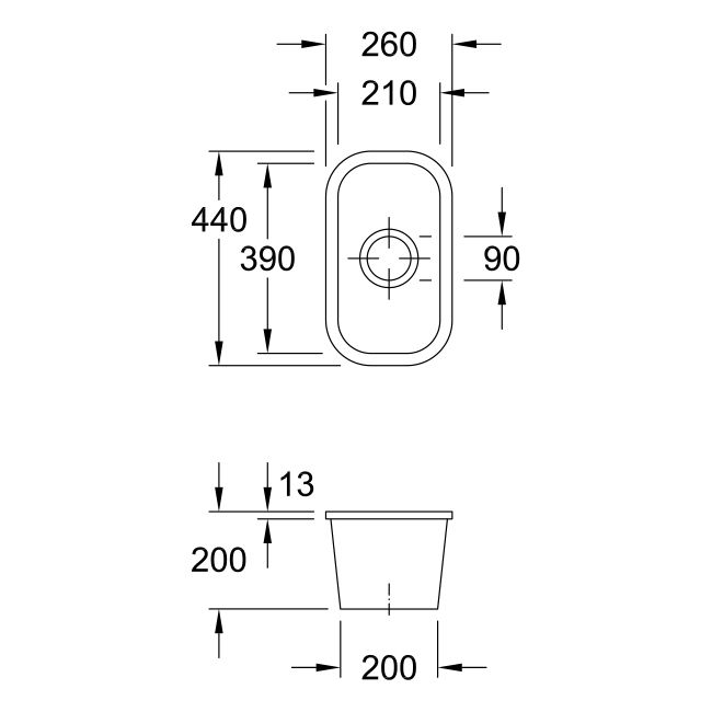 Villeroy & Boch Cisterna 26 Undermount Ceramic Sink - Image 3