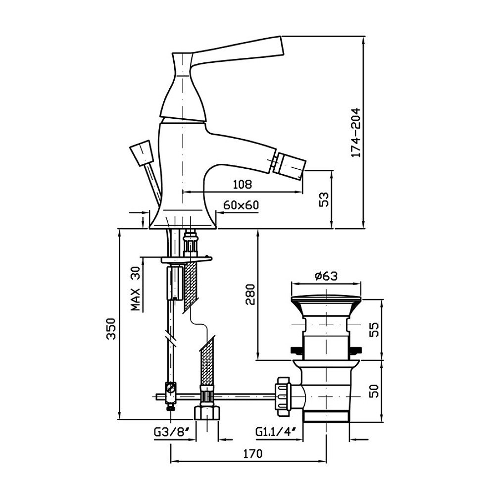 Zucchetti Bellagio Bidet Tap Mixer - Image 2
