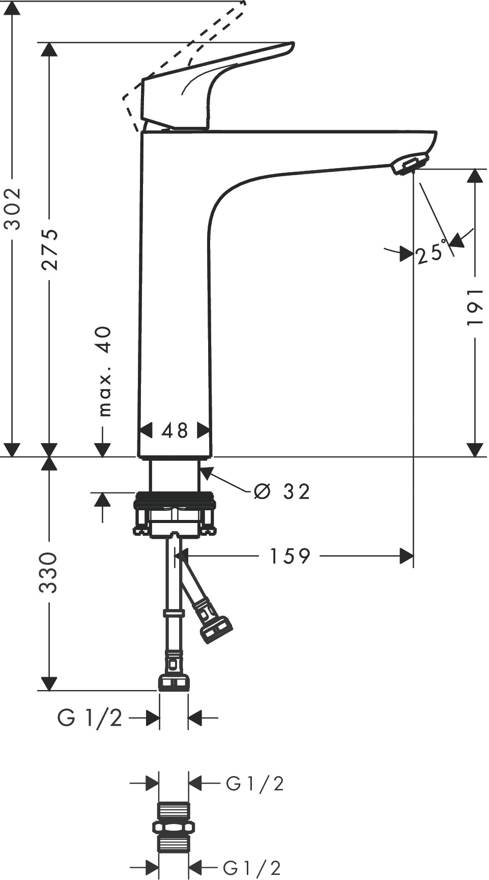 Hansgrohe Focus 190 Single Lever Basin Mixer - Image 2