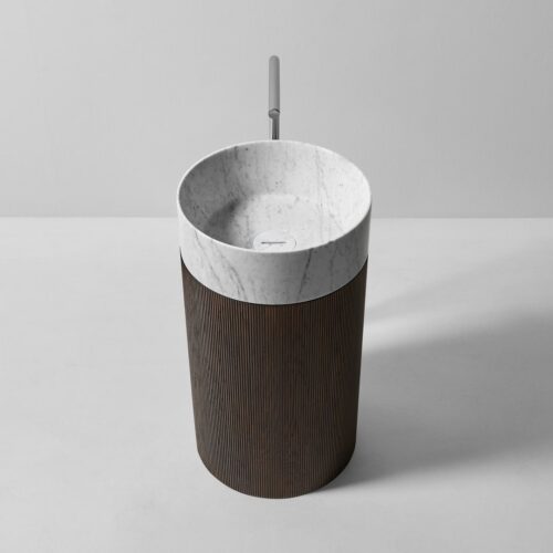 Antonio Lupi RIGATINO Freestanding Marble Basin with Wood Base