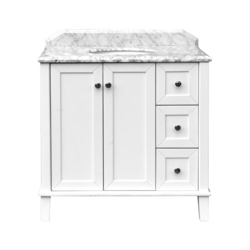 Turner Hastings Coventry 90 x 55 Satin White Vanity with Real Marble Top & Ceramic Undercounter Basin