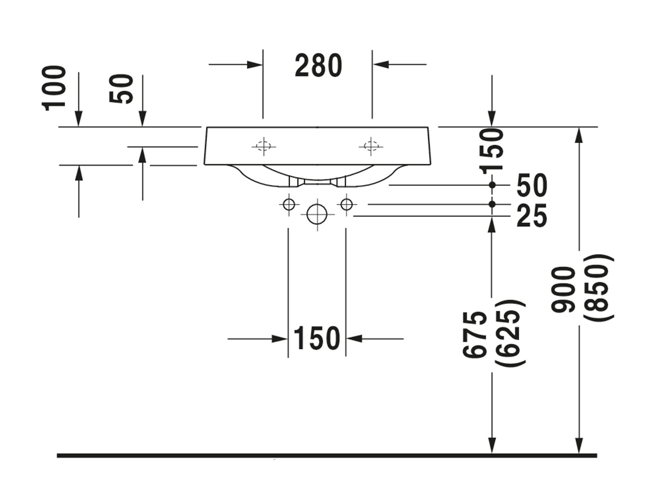 Duravit Architec Wall Hung Washbasin 1 Tap Hole (Right) - Image 2