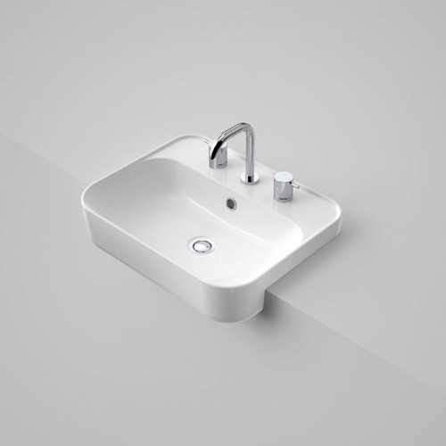 Caroma Tribute Rectangle 500 Semi Recessed Basin 3 Tap Hole