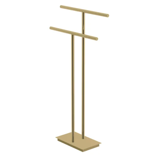 Parisi Tondo Freestanding Double Towel Holder - Brushed Brass