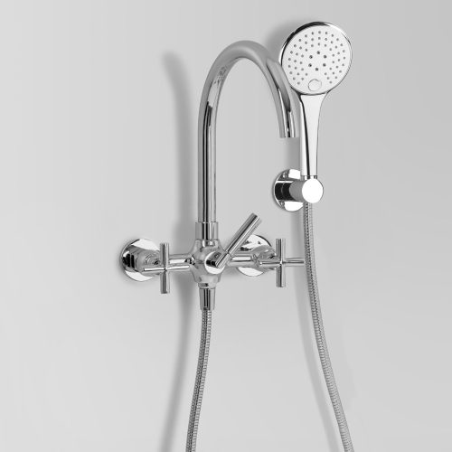 Icon + Bath mixer with multi-function hand shower wall mount