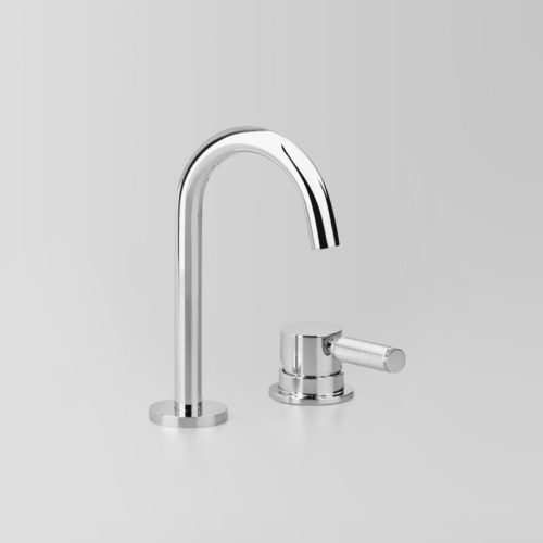 Astra Walker Icon + Lever Knurled Basin Set with Hob Mixer and 110mm swivel spout