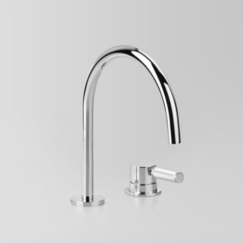 Astra Walker Icon + Lever Knurled Hob Set Mixer with 200mm swivel spout