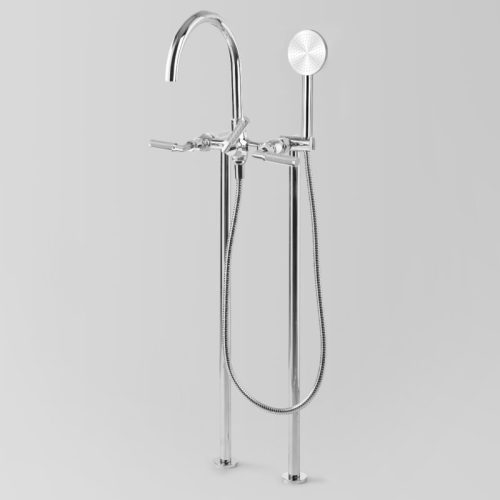 Astra Walker Icon + Lever Knurled Bath mixer with Single-function hand shower Floor mount