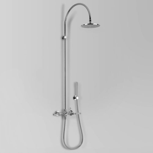 Astra Walker Icon + Lever Knurled Exposed Shower Set with 200mm Rose & Hand Shower