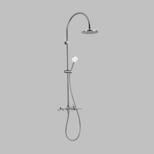 Astra Walker Icon + Lever Knurled Exposed Shower Set with 200mm Rose & Single-Function Hand Shower