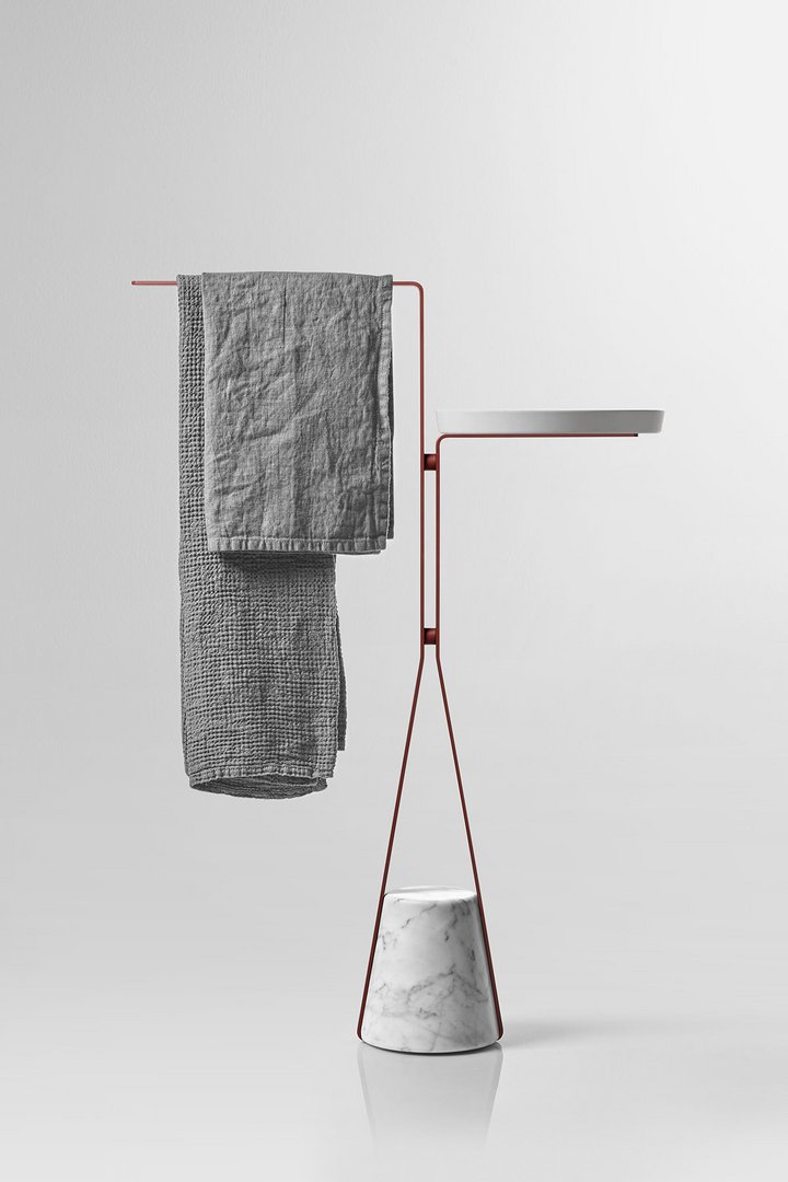 Antonio Lupi HALO4B Towel holder with satin Carrara marble base - Image 2