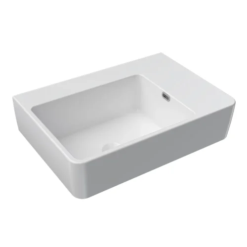 Quasar 650mm Bench Mounted Basin with Right Hand Shelf (Left Bowl)