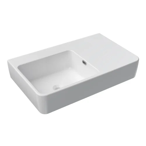 Quasar 750mm Bench Basin with Right Hand Shelf (Left Bowl)