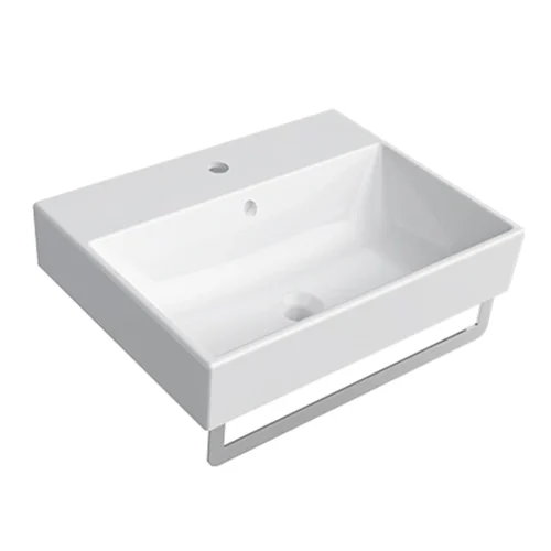 Velca 60 Wall Basin Including Towel Rail Polished Stainless Steel