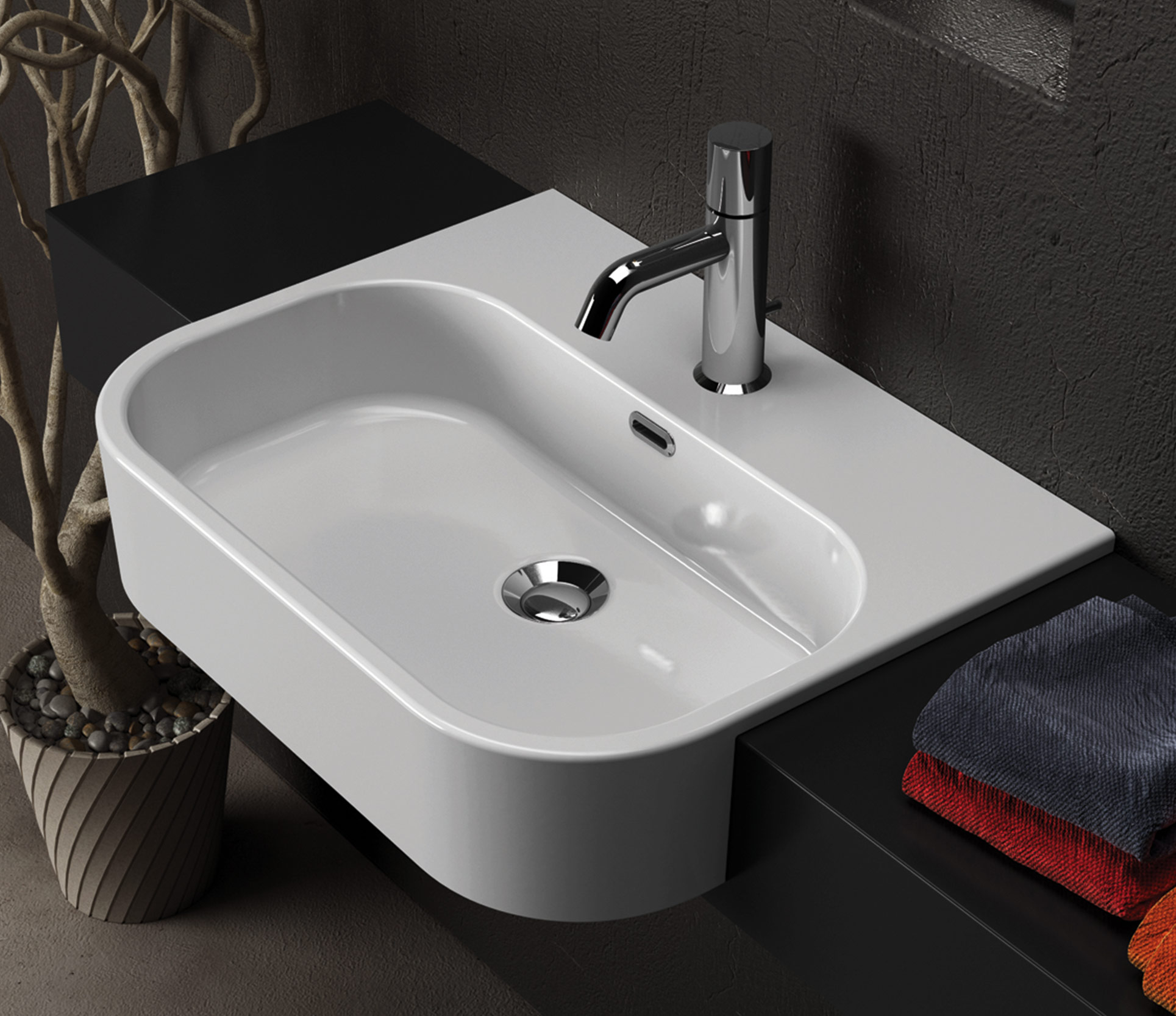 Studio Bagno Synthesis Semi-recessed Basin - 1 Tap Hole