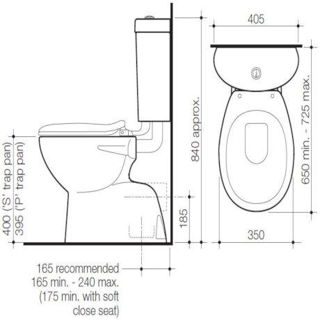 Profile 4 Trident Connector Bottom Inlet S Trap Toilet - Soft Close - Image 2
