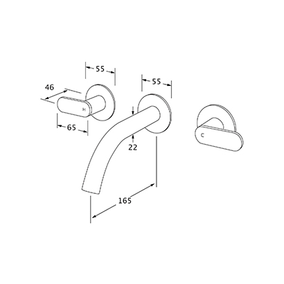 Sussex Duet Wall Basin Set 165 - Image 2